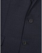 Veste de Costume 100% Laine à micro motifs bleu marine