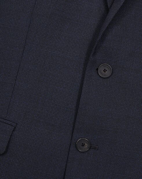 Veste de Costume 100% Laine à micro motifs bleu marine