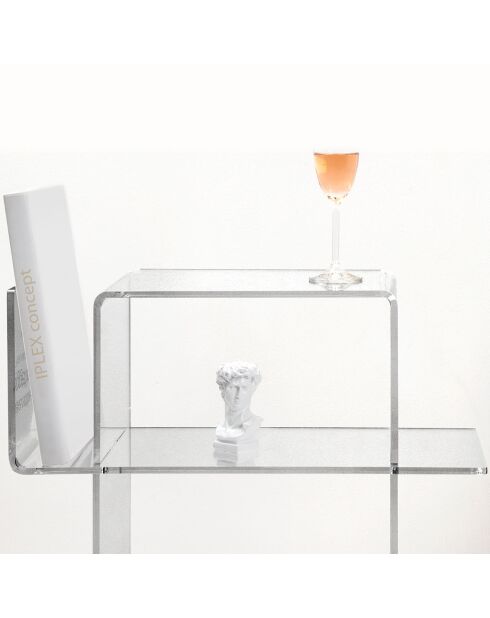 Mesa auxiliar transparente Dyno - 55x31,5xH60 cm