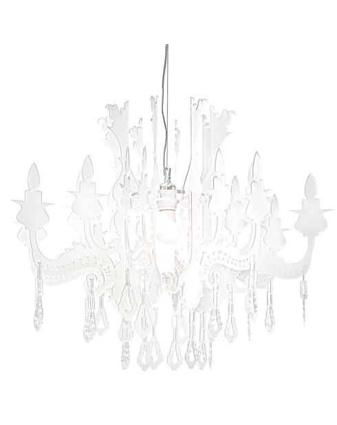 Lampadario Versailles bianco satinato - 75x75xH63 cm