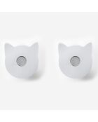 2 Patères forme chat Appendi-Plex  blanches - 4.5x3xH5 cm