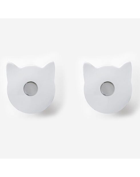 2 Patères forme chat Appendi-Plex  blanches - 4.5x3xH5 cm