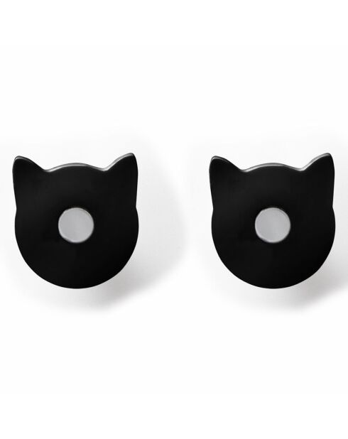 2 Patères forme chat Appendi-Plex  noires - 4.5x3xH5 cm