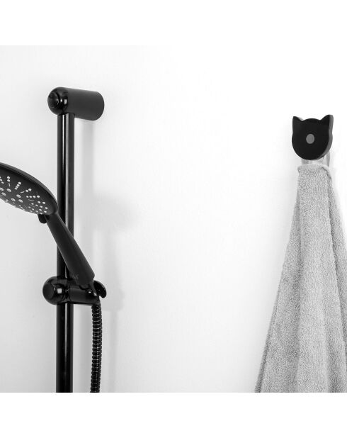2 Patères forme chat Appendi-Plex  noires - 4.5x3xH5 cm