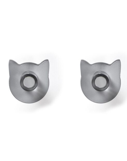 2 Patères forme chat Appendi-Plex  fumées - 4.5x3xH5 cm