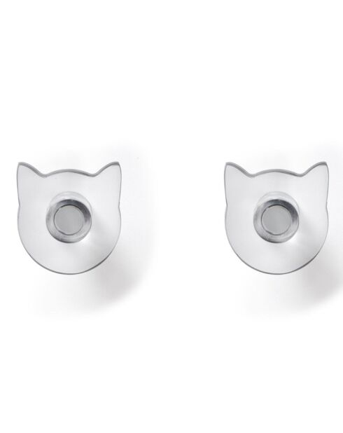 2 Patères forme chat Appendi-Plex  transparentes - 4.5x3xH5 cm