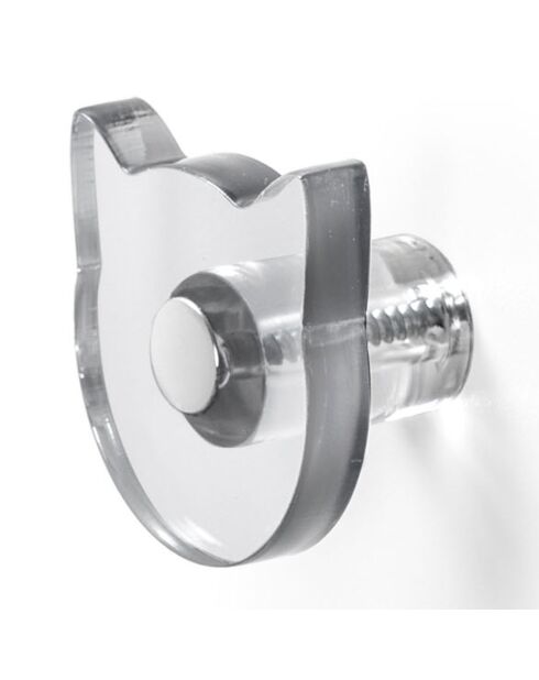 2 Patères forme chat Appendi-Plex  transparentes - 4.5x3xH5 cm