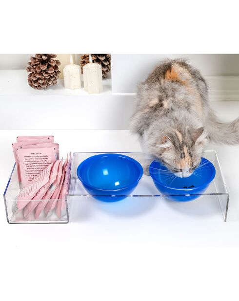 Gamelle I-Pet transparent/bleu - 52x19xH9 cm