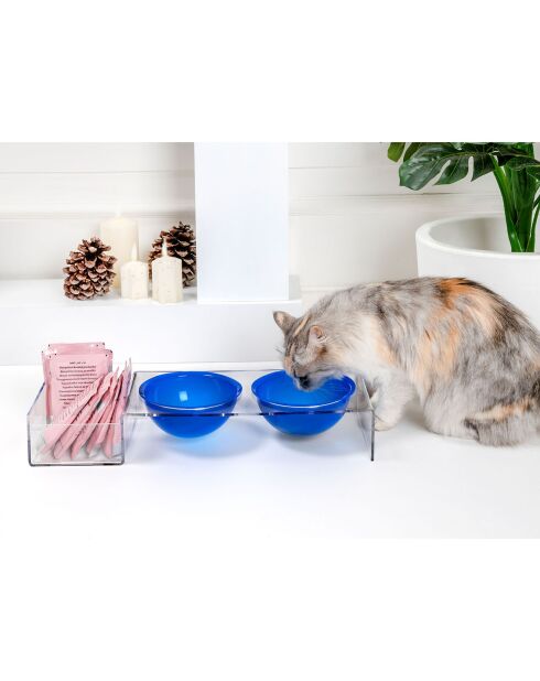 Gamelle I-Pet transparent/bleu - 52x19xH9 cm