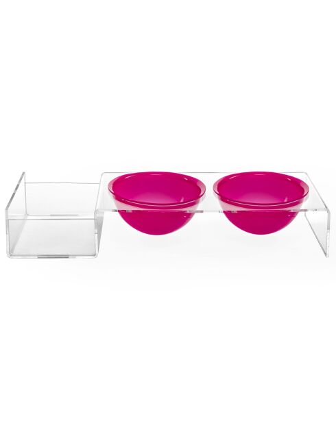 Gamelle I-Pet transparent/fuchsia - 52x19xH9 cm