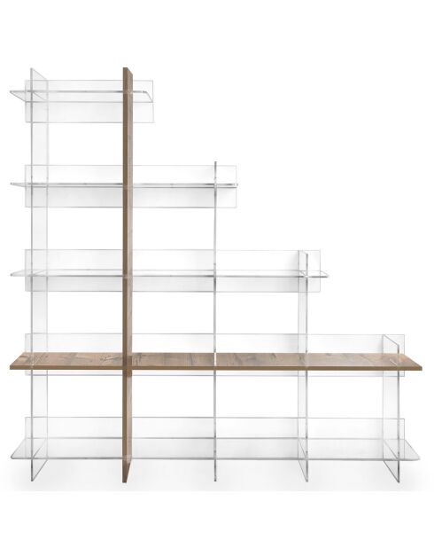 Bibliothèque Etra transparent/bois de chêne - 180x30.5xH180 cm