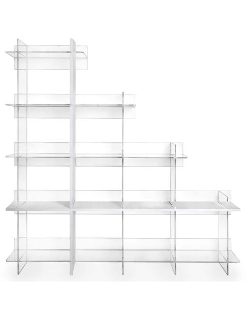 Bibliothèque Etra transparent/bois blanc - 180x30.5xH180 cm