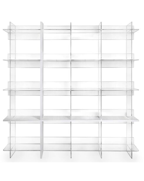 Bibliothèque Cielo transparent/bois blanc - 180x30.5xH180 cm