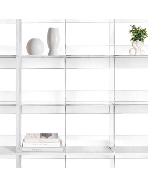 Bibliothèque Cielo transparent/bois blanc - 180x30.5xH180 cm