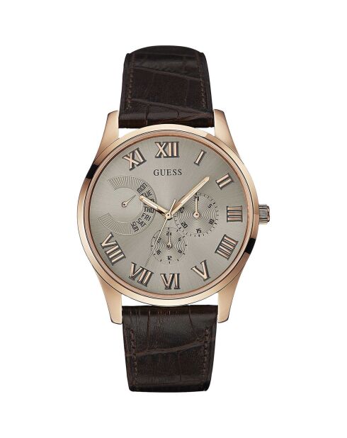 Montre Homme en Cuir & Synthétique marron