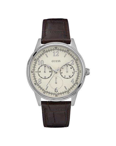 Montre Multifonction Homme en Cuir & Synthétique marron