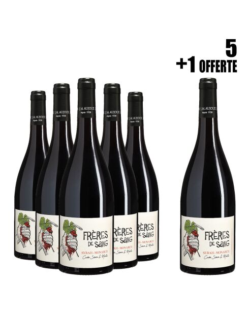 1 Lot de 5 Frères de Sang Cuvée Simon & Martin  2023 J.M Aujoux + 1 OFFERTE 6x75cl