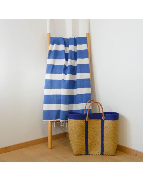 Traditionele platte fouta blauwe ligstoel - 100x200 cm