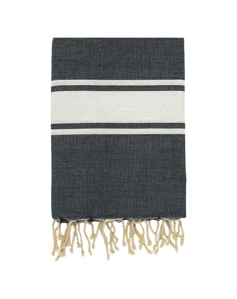 Fouta plate traditionnelle Kozo bleue - 100x200 cm