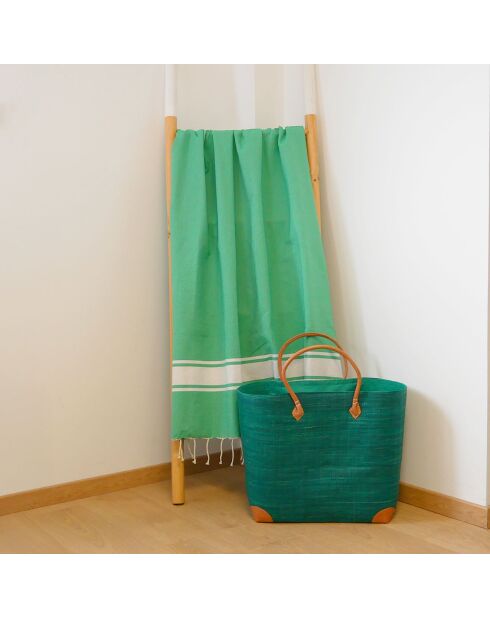 Fouta plate traditionnelle Kozo verte - 100x200 cm