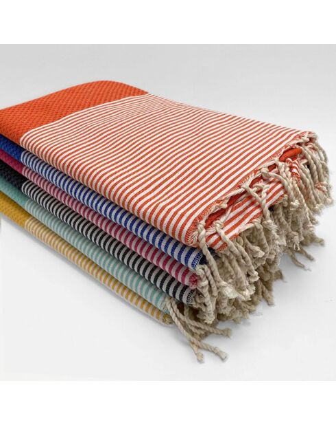 Fouta nid d'abeille traditionnelle Mikanda grise - 100x200 cm