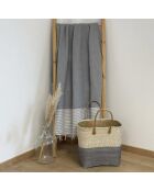Fouta nid d'abeille traditionnelle Mikanda grise - 100x200 cm