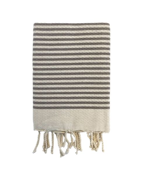 Fouta nid d'abeille traditionnelle Yadara beige - 100x200 cm