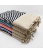 Fouta nid d'abeille traditionnelle XL Yadara bleue - 200x200 cm