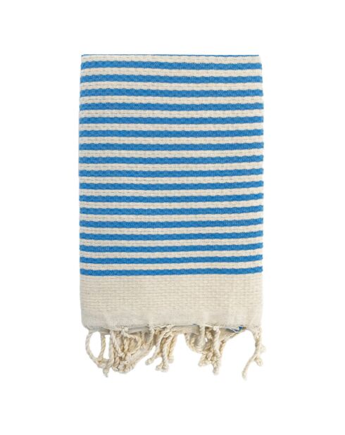 Fouta nid d'abeille traditionnelle XL Yadara bleue - 200x200 cm