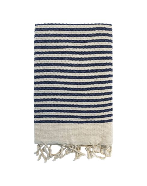 Fouta nid d'abeille traditionnelle XL Yadara bleue - 200x200 cm