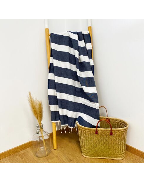 Fouta plate traditionnelle Transat bleue - 100x200 cm