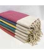 Fouta nid d'abeille traditionnelle XL Athena bleue - 200x200 cm