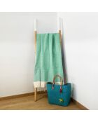 Fouta nid d'abeille traditionnelle XL Athena bleue - 200x200 cm