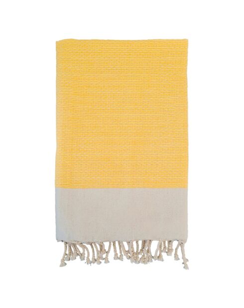 Fouta nid d'abeille traditionnelle XL Athena jaune - 200x200 cm