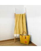 Fouta nid d'abeille traditionnelle XL Athena jaune - 200x200 cm