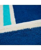 Serviette de plage éponge velours Jacquard bleue - 100x175 cm