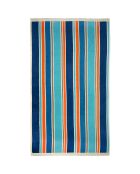 Serviette de plage éponge velours Jacquard bleue - 100x175 cm