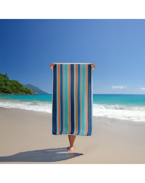 Asciugamano da spiaggia in spugna jacquard blu - 100x175 cm