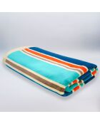 Serviette de plage éponge velours Jacquard bleue - 100x175 cm
