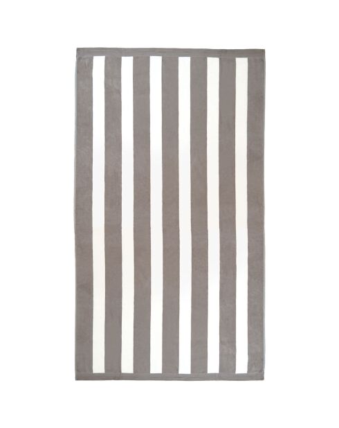 Serviette de plage éponge velours Jacquard beige - 100x175 cm