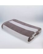 Serviette de plage éponge velours Jacquard beige - 100x175 cm