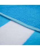 Serviette de plage éponge velours Jacquard bleue - 100x175 cm