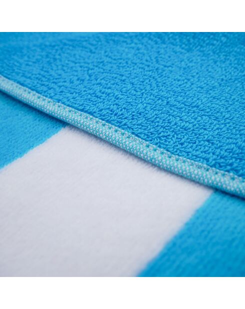 Serviette de plage éponge velours Jacquard bleue - 100x175 cm