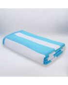 Serviette de plage éponge velours Jacquard bleue - 100x175 cm
