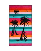 Serviette de plage éponge velours Jacquard multicolore - 95x175 cm