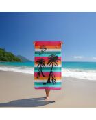 Serviette de plage éponge velours Jacquard multicolore - 95x175 cm