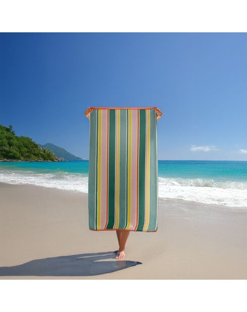 Serviette de plage éponge velours Jacquard multicolore - 100x175 cm