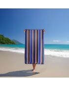 Serviette de plage éponge velours Jacquard bleue - 100x175 cm
