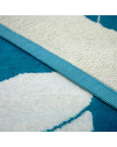 Serviette de plage XL éponge velours Jacquard bleue - 140x180 cm