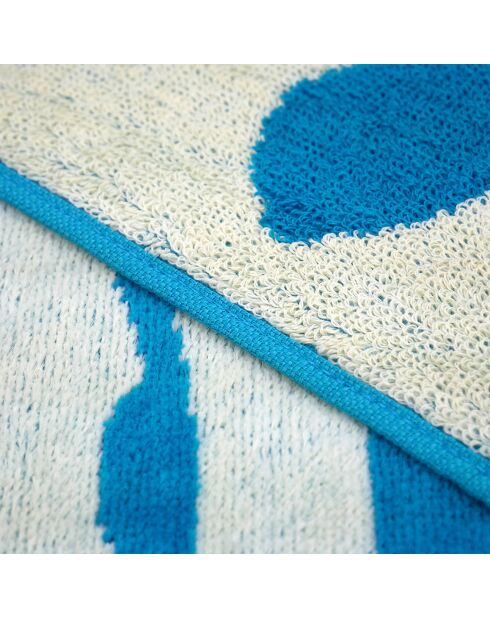 Serviette de plage éponge velours Jacquard bleue - 90x170 cm